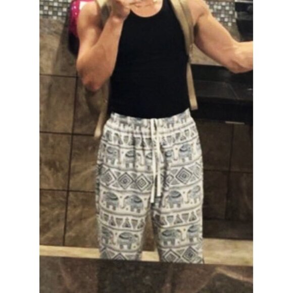 Young LA Ugly A** Pant Tribal Elephants Ivory Navy Thai Exercise Lifting Joggers - Picture 5 of 12